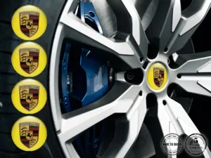 Porsche Radaufkleber Version Gewölbte Harzlabels
